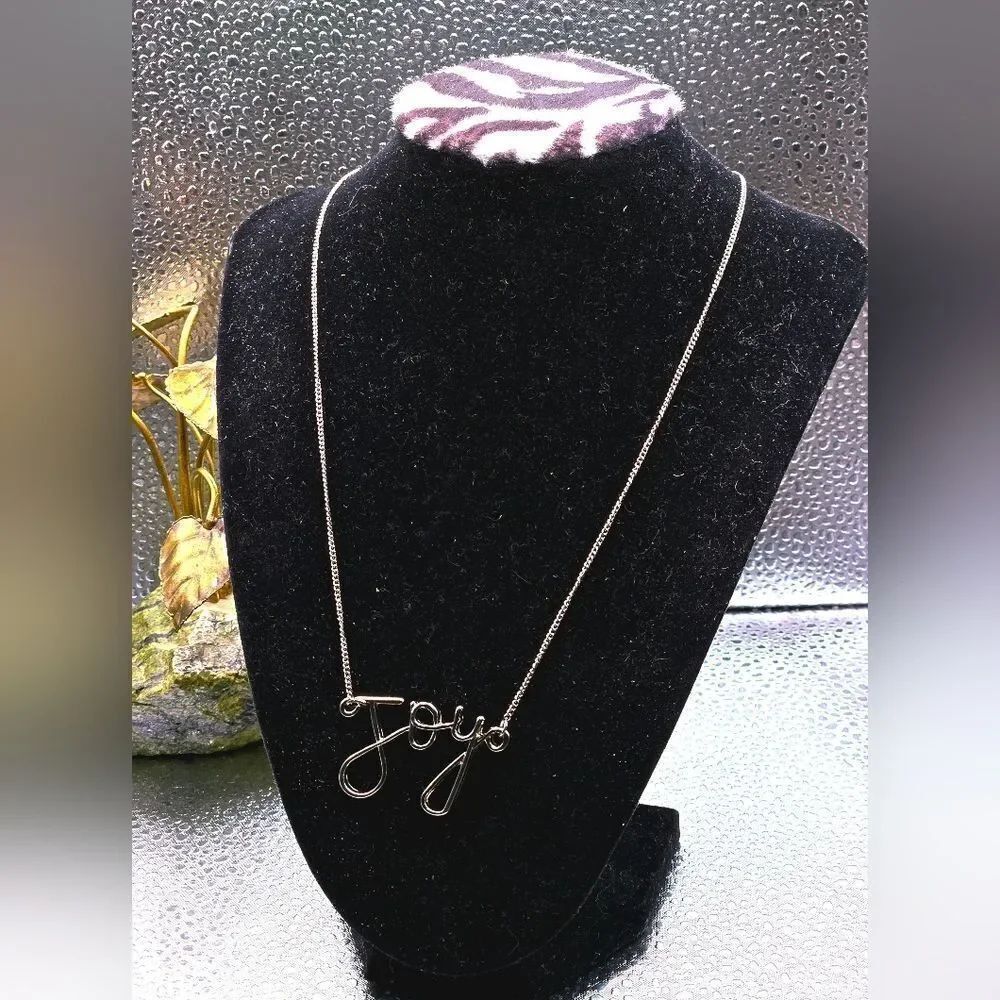"5/$40" Plunder Silvertone "JOY" Christmas Holiday Adjustable Necklace